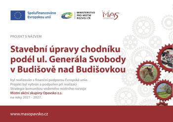 Stavební úpravy chodníku podél ul. Generála Svobody v&nbsp;Budišově nad&nbsp;Budišovkou
