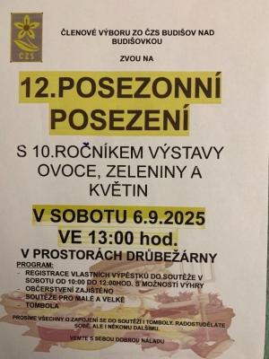 12. posezonní posezení s 10. ročníkem výstavy ovoce, zeleniny a květin